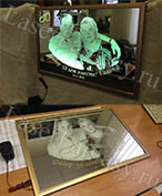 Индивидуальный заказ на изготовление зеркала с гравировкой фото на юбилей: 600х400мм