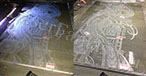 Работа художницы Светланы Скрипниковой выполнена методом лазерной гравировки на закалённом прозрачном стекле 1300х2060х10мм.